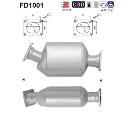 Soot/Particulate Filter, exhaust system AS FD1001