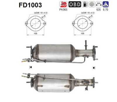Soot/Particulate Filter, exhaust system AS FD1003