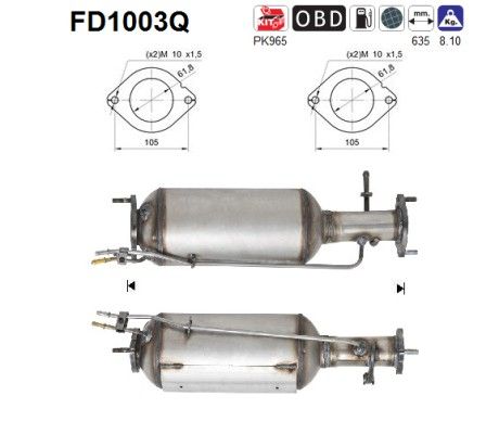 AS FD1003Q Soot/Particulate Filter, exhaust system