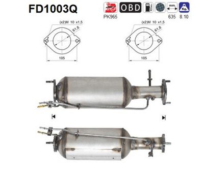 Soot/Particulate Filter, exhaust system AS FD1003Q
