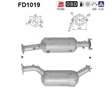 AS FD1019 Soot/Particulate Filter, exhaust system