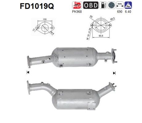 AS FD1019Q Soot/Particulate Filter, exhaust system