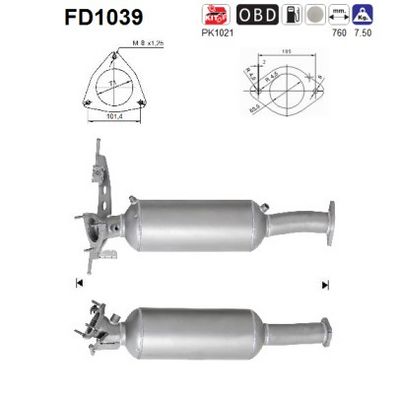 Soot/Particulate Filter, exhaust system AS FD1039