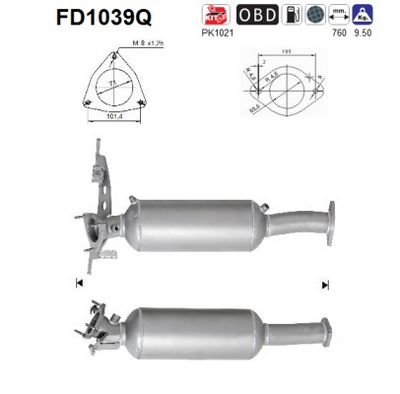 Soot/Particulate Filter, exhaust system AS FD1039Q