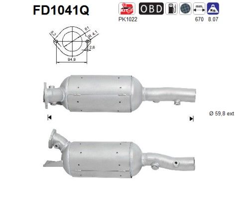 AS FD1041Q Soot/Particulate Filter, exhaust system