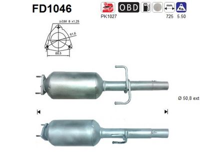 Soot/Particulate Filter, exhaust system AS FD1046