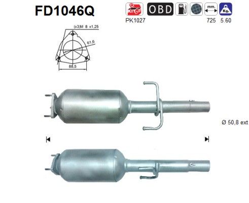AS FD1046Q Soot/Particulate Filter, exhaust system