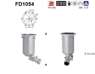 Soot/Particulate Filter, exhaust system AS FD1054