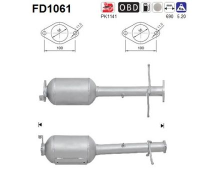 Soot/Particulate Filter, exhaust system AS FD1061