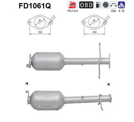 AS FD1061Q Soot/Particulate Filter, exhaust system