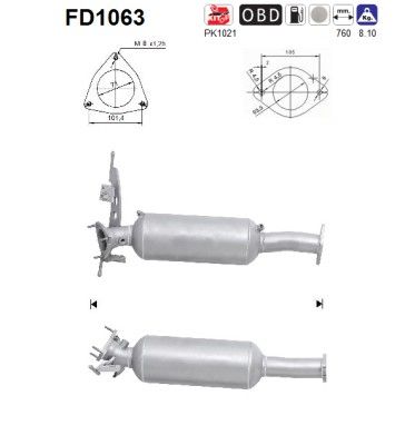 AS FD1063 Soot/Particulate Filter, exhaust system