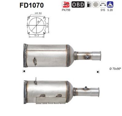 Soot/Particulate Filter, exhaust system AS FD1070