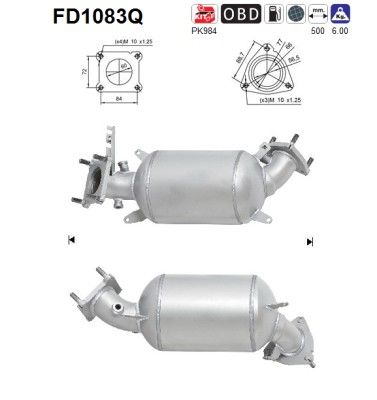 Soot/Particulate Filter, exhaust system AS FD1083Q