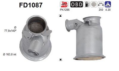 Soot/Particulate Filter, exhaust system AS FD1087