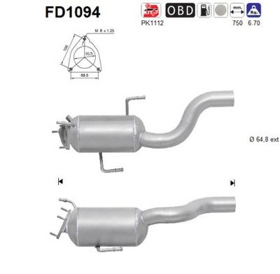 Soot/Particulate Filter, exhaust system AS FD1094