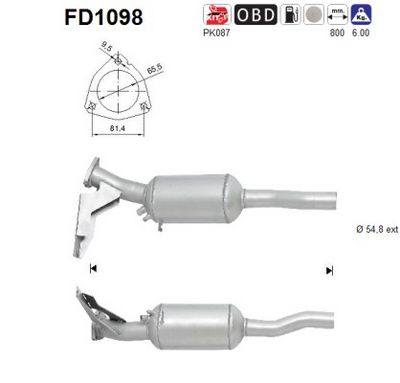 Soot/Particulate Filter, exhaust system AS FD1098