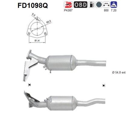 AS FD1098Q Soot/Particulate Filter, exhaust system