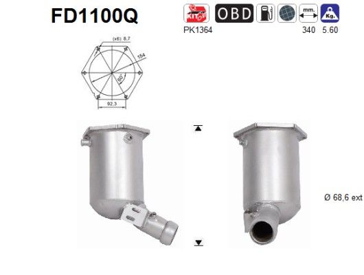 AS FD1100Q Soot/Particulate Filter, exhaust system