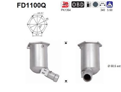 Soot/Particulate Filter, exhaust system AS FD1100Q