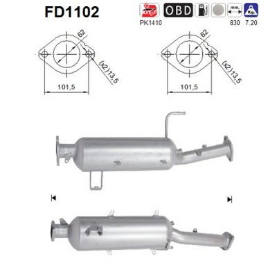Soot/Particulate Filter, exhaust system AS FD1102