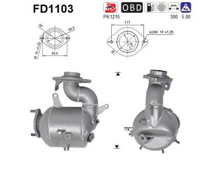 Soot/Particulate Filter, exhaust system AS FD1103