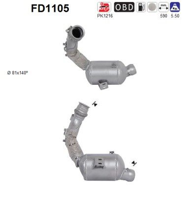 Soot/Particulate Filter, exhaust system AS FD1105