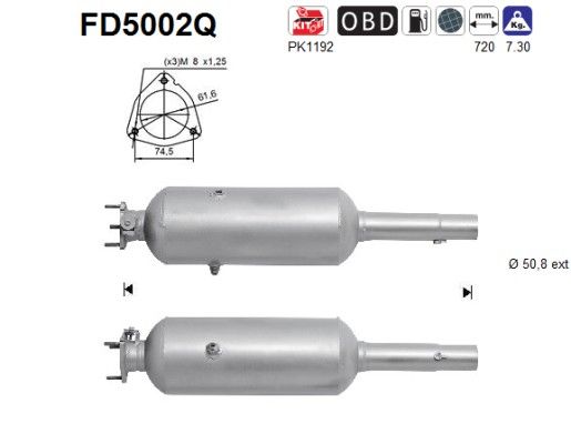 AS FD5002Q Soot/Particulate Filter, exhaust system