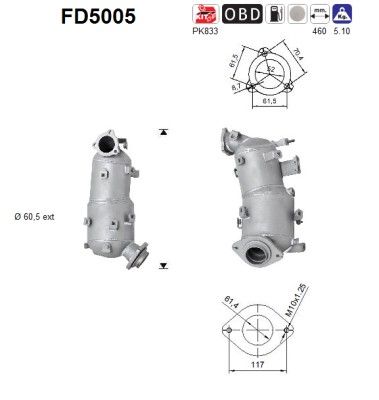 Soot/Particulate Filter, exhaust system AS FD5005