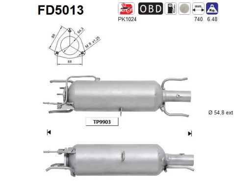 AS FD5013 Soot/Particulate Filter, exhaust system