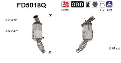 Soot/Particulate Filter, exhaust system AS FD5018Q