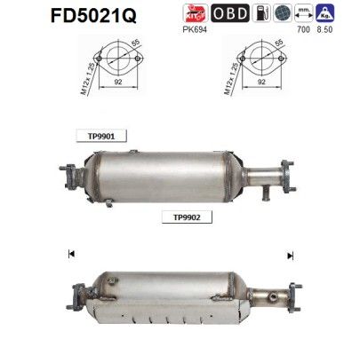 AS FD5021Q Soot/Particulate Filter, exhaust system