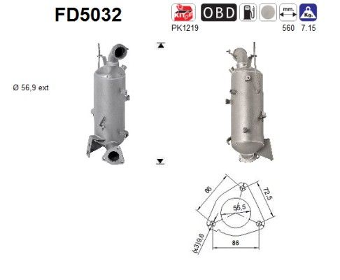AS FD5032 Soot/Particulate Filter, exhaust system