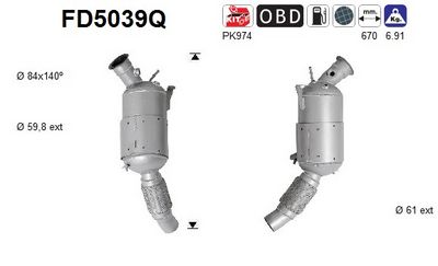 Soot/Particulate Filter, exhaust system AS FD5039Q