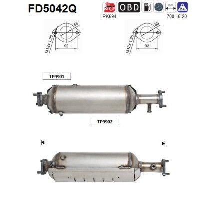 AS FD5042Q Soot/Particulate Filter, exhaust system