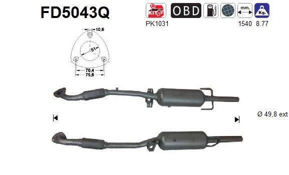 AS FD5043Q Soot/Particulate Filter, exhaust system