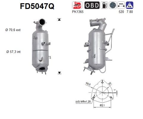 AS FD5047Q Soot/Particulate Filter, exhaust system