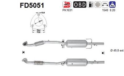 Soot/Particulate Filter, exhaust system AS FD5051