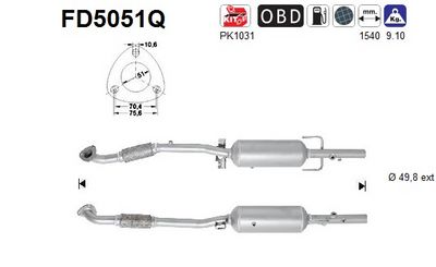 Soot/Particulate Filter, exhaust system AS FD5051Q