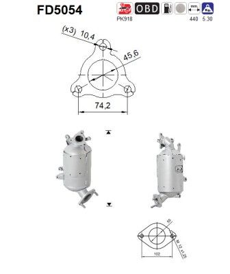 AS FD5054 Soot/Particulate Filter, exhaust system