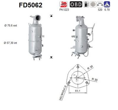 Soot/Particulate Filter, exhaust system AS FD5062