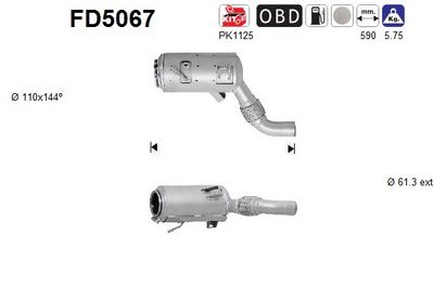 Soot/Particulate Filter, exhaust system AS FD5067