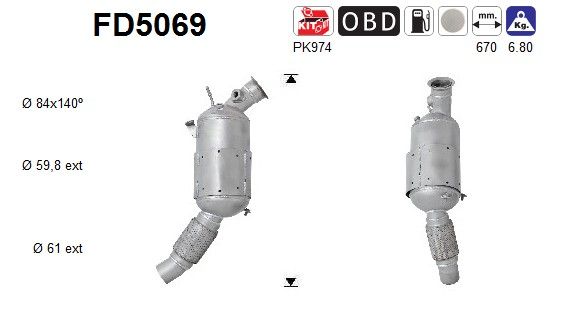AS FD5069 Soot/Particulate Filter, exhaust system