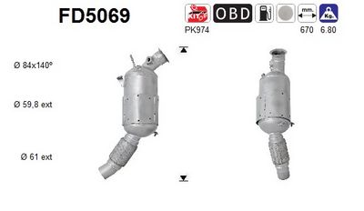 Soot/Particulate Filter, exhaust system AS FD5069