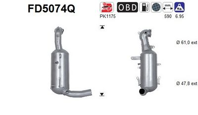 Soot/Particulate Filter, exhaust system AS FD5074Q