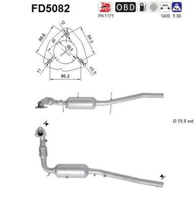 AS FD5082 Soot/Particulate Filter, exhaust system