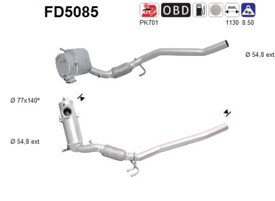 AS FD5085 Soot/Particulate Filter, exhaust system