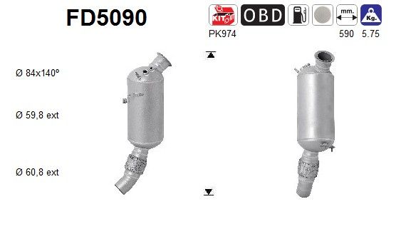 AS FD5090 Soot/Particulate Filter, exhaust system