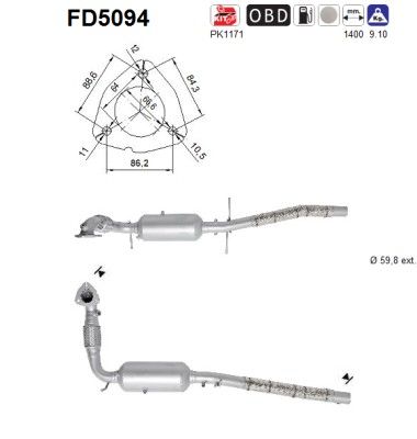 AS FD5094 Soot/Particulate Filter, exhaust system