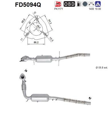 AS FD5094Q Soot/Particulate Filter, exhaust system