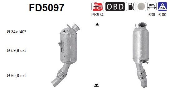 AS FD5097 Soot/Particulate Filter, exhaust system